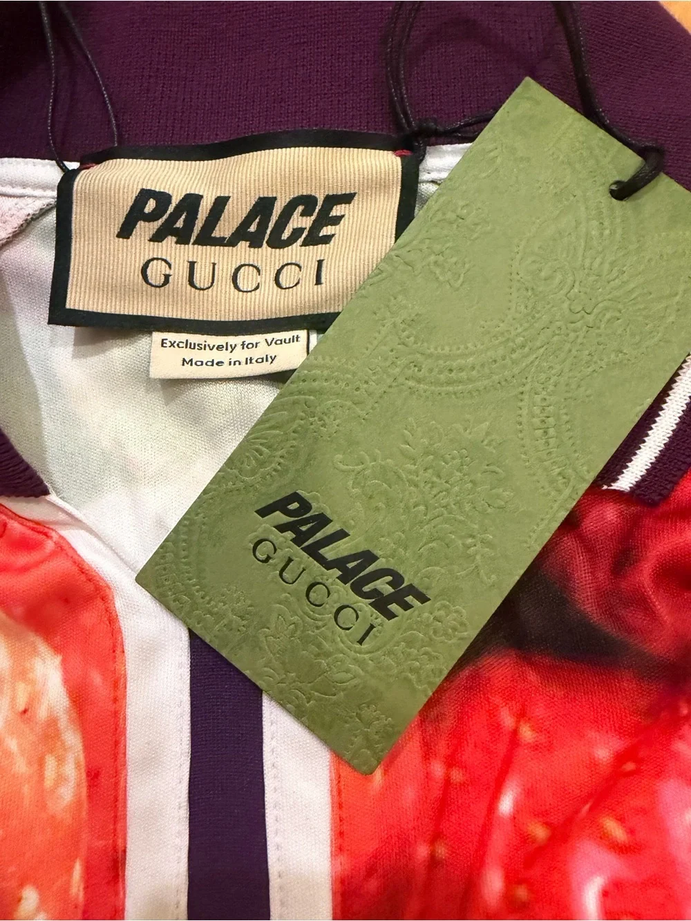 Palace x Gucci Strawberry Print Technical Jersey Football T-Shirt